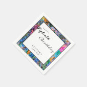 水彩花芸術的花ANY誕生日パーティー スタンダードカクテルナプキン (角)