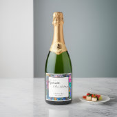 水彩花芸術的花ANY誕生日パーティー スパークリングワインラベル