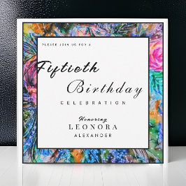 水彩花芸術的花ANY誕生日パーティー 招待状