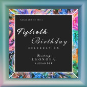 水彩花芸術的花ANY誕生日パーティー 招待状