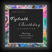 水彩花芸術的花ANY誕生日パーティー 招待状