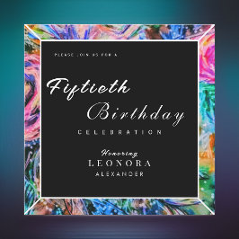 水彩花芸術的花ANY誕生日パーティー 招待状