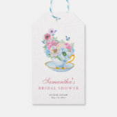 水彩花茶パーティーのブライズシャワー ギフトタグ (裏面)