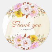 水彩花葉イラスト ラウンドシール (正面)