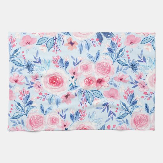 水彩花葉類2 キッチンタオル (横)