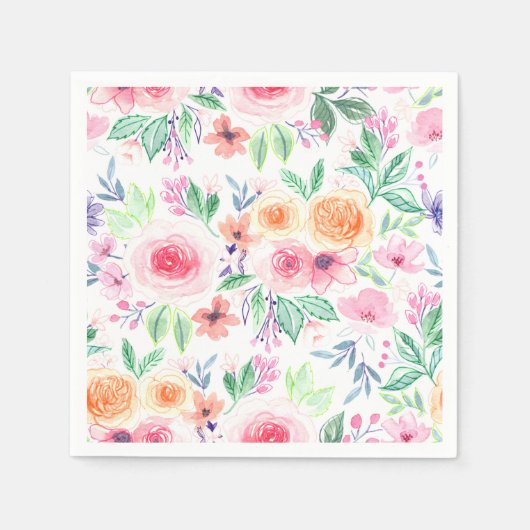 水彩花葉類 スタンダードカクテルナプキン (正面)