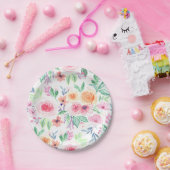 水彩花葉類 ペーパープレート (パーティー)