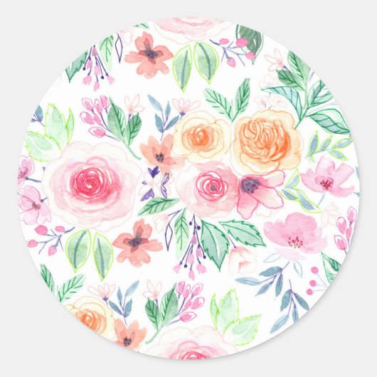 水彩花葉類 ラウンドシール (正面)