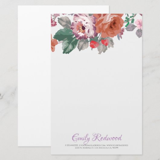 水彩花葉類 便箋 (正面/裏面)