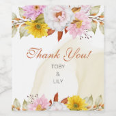 水彩花葉 ワインラベル (シングルラベル)