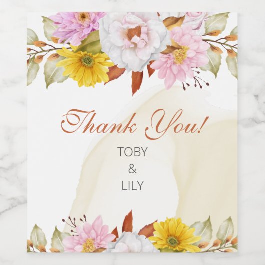 水彩花葉 ワインラベル (シングルラベル)