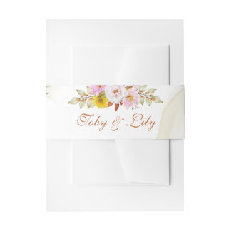 水彩花葉 招待状ベリーバンド