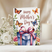 水彩花蝶の母の日 カード