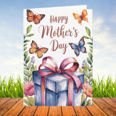 水彩花蝶の母の日 カード