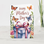水彩花蝶の母の日 カード (正面)