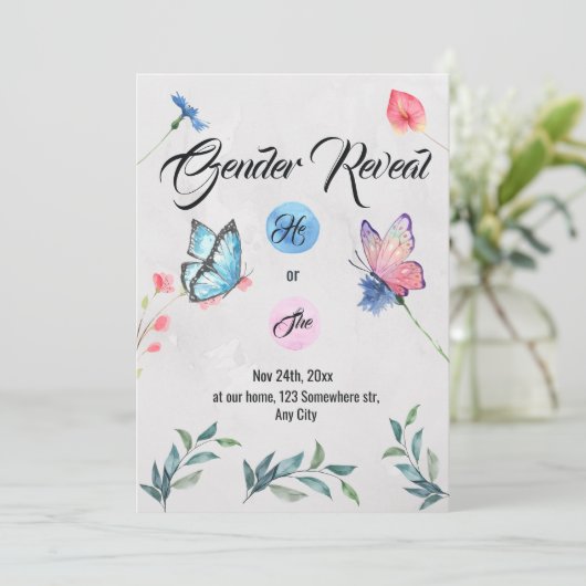 水彩花蝶招待状 招待状 (スタンド正面)