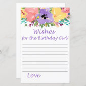 水彩花誕生日の女の子を願う (正面/裏面)