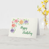 水彩花誕生日カード カード (黄色い花)