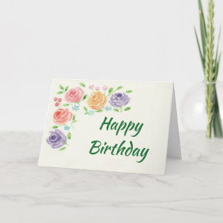 水彩花誕生日カード(大プリント) カード