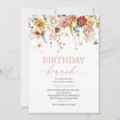 水彩花誕生日ブランチ赤ちゃんシャワー 招待状 (正面)