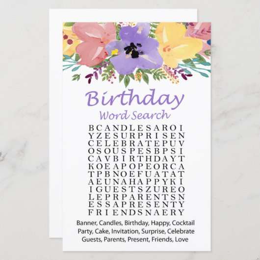 水彩花誕生日語検索ゲーム (正面/裏面)