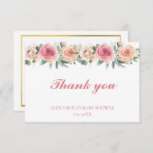 水彩花赤ちゃんシャワーありがとう サンキューカード (正面/裏面)