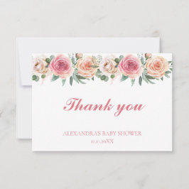 水彩花赤ちゃんシャワーありがとう サンキューカード
