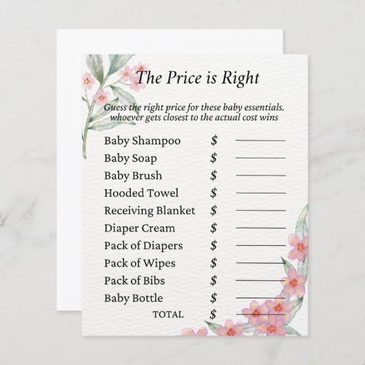 水彩花赤ちゃんシャワーゲーム (正面/裏面)