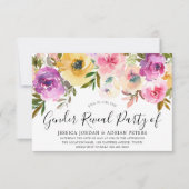 水彩花赤ちゃんシャワー性別リビールパーティー 招待状 (正面)