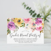 水彩花赤ちゃんシャワー性別リビールパーティー 招待状 (スタンド正面)