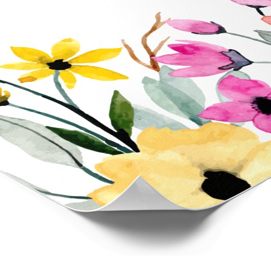 水彩花赤ちゃんシャワー歓迎ポスター ポスター (角)