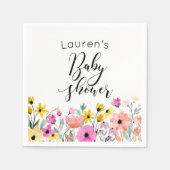 水彩花赤ちゃんシャワー スタンダードカクテルナプキン (正面)