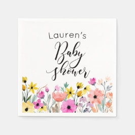 水彩花赤ちゃんシャワー スタンダードカクテルナプキン