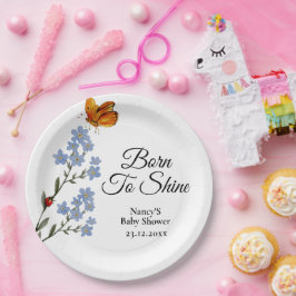 水彩花赤ちゃんシャワー ペーパープレート