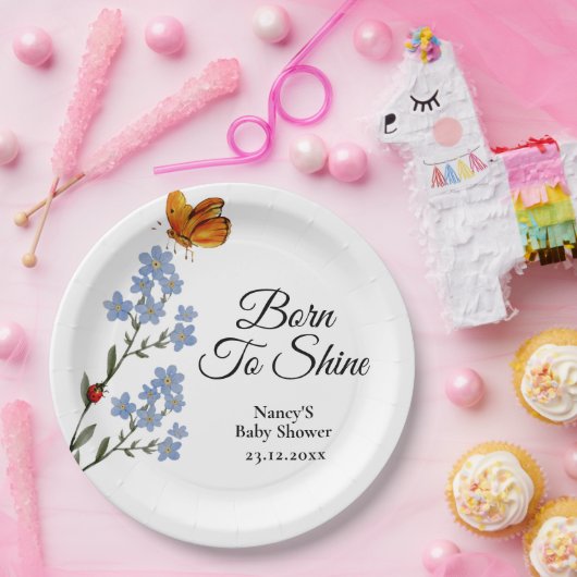 水彩花赤ちゃんシャワー ペーパープレート (パーティー)
