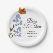 水彩花赤ちゃんシャワー ペーパープレート (正面)