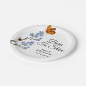 水彩花赤ちゃんシャワー ペーパープレート (アングル)