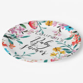 水彩花赤ちゃんシャワー ペーパープレート (アングル)