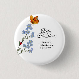 水彩花赤ちゃんシャワー 缶バッジ