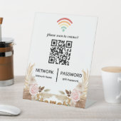 水彩花赤ちゃんシャワーWifiネットワークQRコード 台座サイン (インサイチュ)