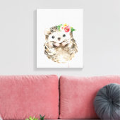 水彩花赤ちゃんハリネズミ, 森の動物 キャンバスプリント (インサイチュ (リビング))