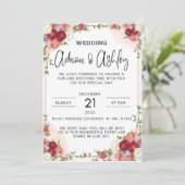 水彩花赤結婚式招待状 招待状 (スタンド正面)