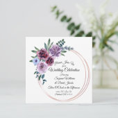 水彩花赤面ピンクとパープル結婚ズ 招待状 (スタンド正面)