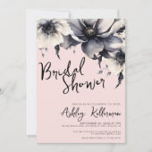 水彩花赤面ピンクブライダルシャワー 招待状 (正面)