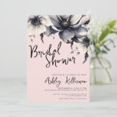 水彩花赤面ピンクブライダルシャワー 招待状 (スタンド正面)