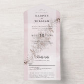 水彩花赤面結婚ピンク オールインワン招待状 (内側)