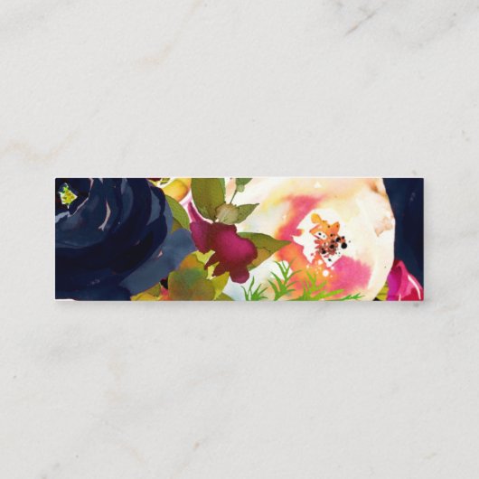 水彩花赤面、ブルゴーニュ+ネイビー スキニー名刺 (裏面)