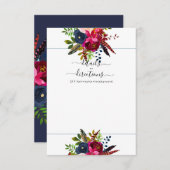 水彩花赤面、ブルゴーニュ+ネイビー 案内状 (正面/裏面)