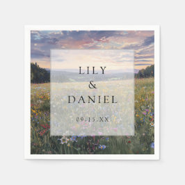 水彩花野結婚式 スタンダードカクテルナプキン