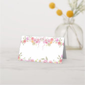 水彩花野花ピンクボウ プレイスカード (正面)